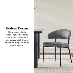 Alexis Modern Upholstered Curved Dining Chair, set of 2