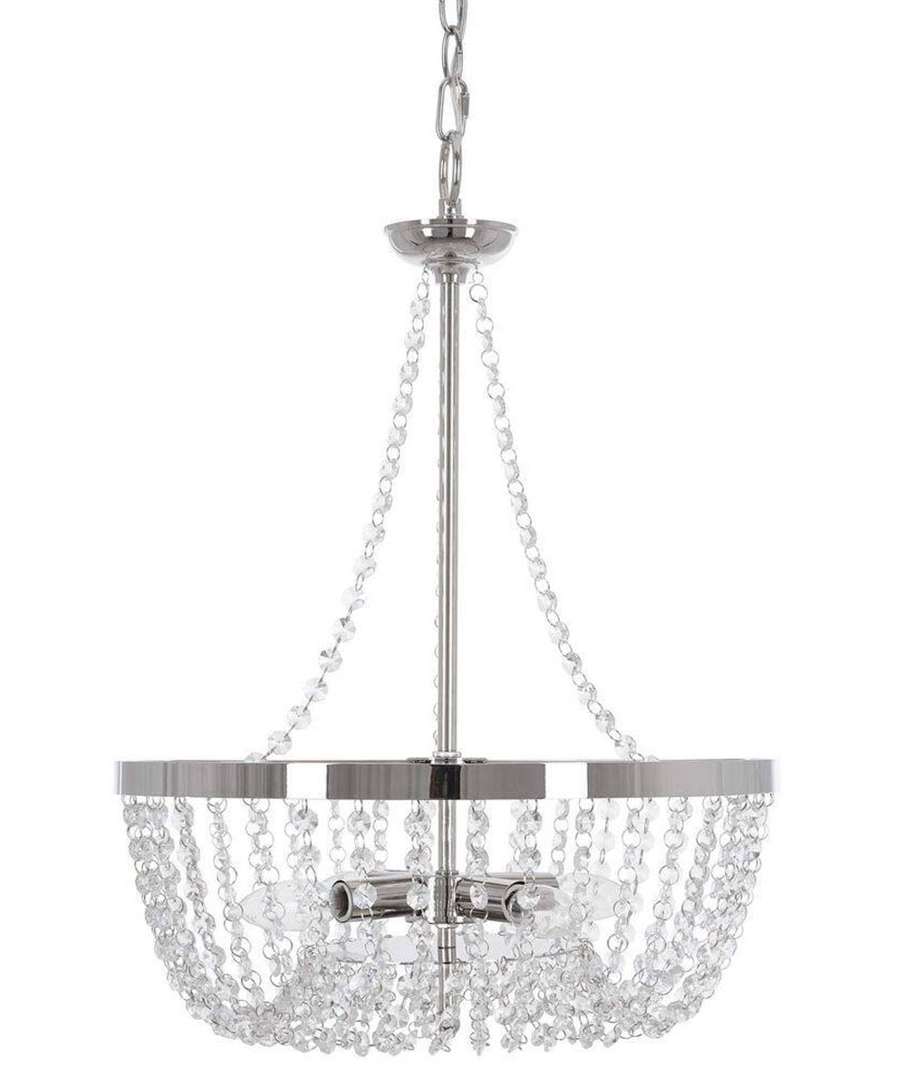 Alsy 16"W 4-Lights Bling Polished Nickel Pendant Chandelier with Crystal Glass Beads
