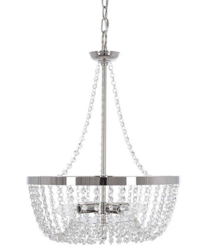 Alsy 16"W 4-Lights Bling Polished Nickel Pendant Chandelier with Crystal Glass Beads