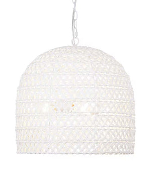 Alsy Nantucket 18"W 3-Light Matte White Woven Wicker Rope Large Pendant Light Fixture, Coastal Style