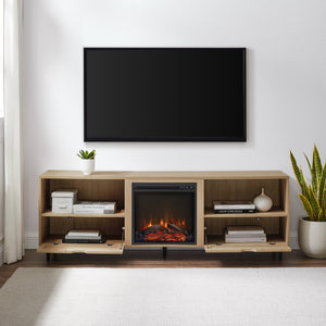 Amara Rattan Fireplace TV Console Stand