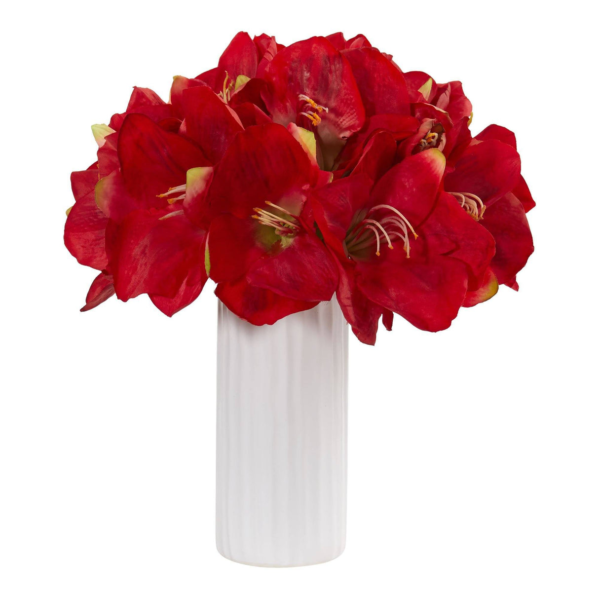 Amaryllis Artificial Arrangement in White Vase