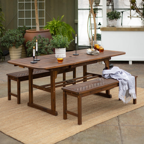 Ambrose Extendable Outdoor Patio 3-Piece Dining Set