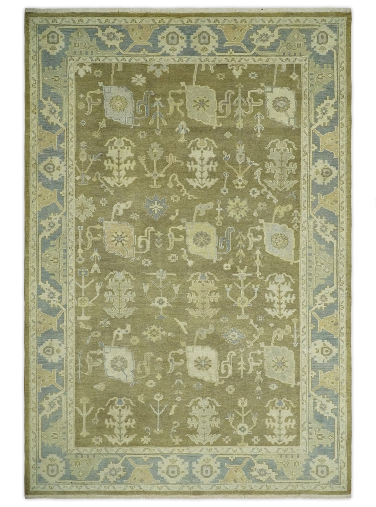 Antique Brown, Gray and Beige 8x10, 6x9 and 4x6 Hand Knotted Traditional Persian Oushak Wool Rug | AC2