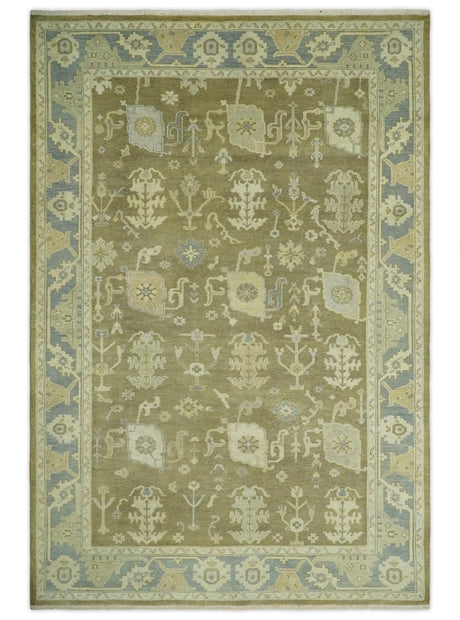 Antique Brown, Gray and Beige 8x10, 6x9 and 4x6 Hand Knotted Traditional Persian Oushak Wool Rug | AC2