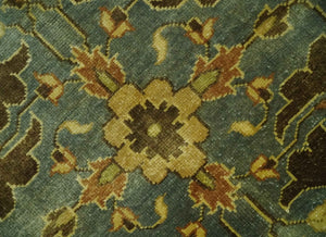 Antique Brown and Blue 8x10 Hand Knotted Heriz Serapi Medallion Area Rug | AC19810