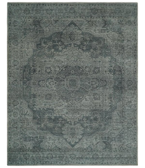 Antique Design Charcoal and Silver Traditional Medallion Custom Made wool Area Rug