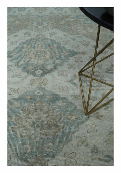 Antique Design Medallion Earthy Ivory and Camel 8x10 wool Area Rug