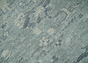 Antique Distressed Look Gray and Silver Low Pile Multi Size Oushak wool Area Rug