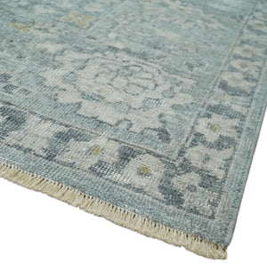 Antique Distressed Look Gray and Silver Low Pile Multi Size Oushak wool Area Rug