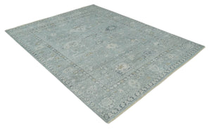 Antique Distressed Look Gray and Silver Low Pile Multi Size Oushak wool Area Rug