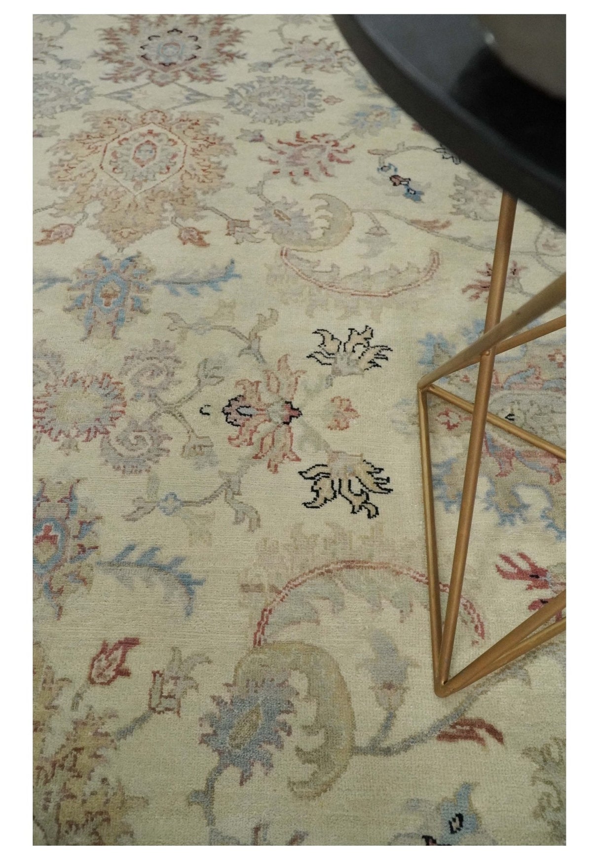 Antique Fine 8x10 Hand Knotted Ivory and Beige Traditional Vintage Persian Wool Rug | TRDCP717