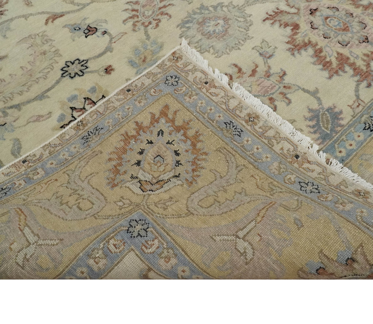 Antique Fine 8x10 Hand Knotted Ivory and Beige Traditional Vintage Persian Wool Rug | TRDCP717
