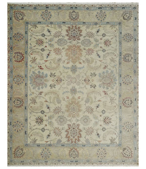 Antique Fine 8x10 Hand Knotted Ivory and Beige Traditional Vintage Persian Wool Rug | TRDCP717