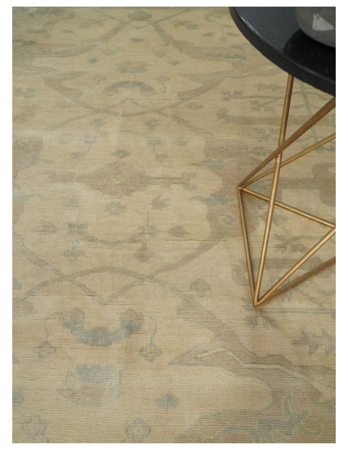 Antique Finish Hand Knotted 8x10 Beige and Brown Traditional Oushak Area Rug