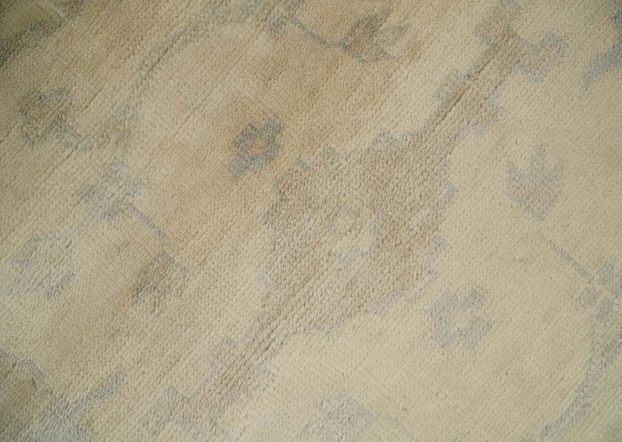 Antique Finish Hand Knotted 8x10 Beige and Brown Traditional Oushak Area Rug