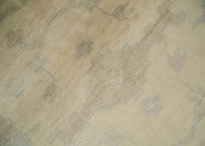 Antique Finish Hand Knotted 8x10 Beige and Brown Traditional Oushak Area Rug