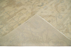 Antique Finish Hand Knotted 8x10 Beige and Brown Traditional Oushak Area Rug