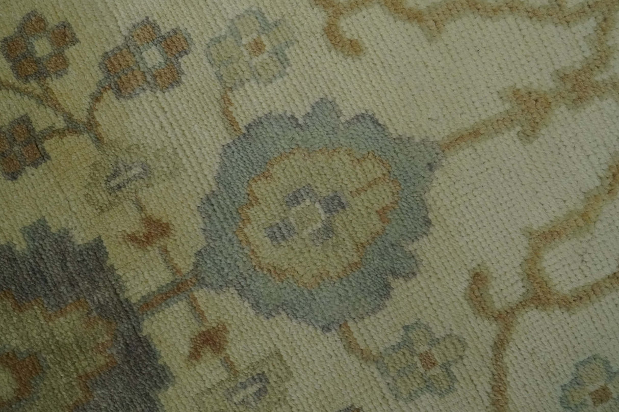 Antique Floral Beige, Olive and Rust Hand knotted Oriental Oushak 8x10 wool Area rug