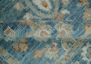 Antique Hand Knotted 8x10 Blue, Beige and Rust Traditional Oushak Wool Rug | TRD2782810S