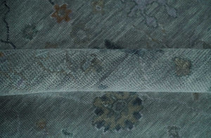Antique Hand Knotted Charcoal and Gray Traditional Oushak wool Area Rug