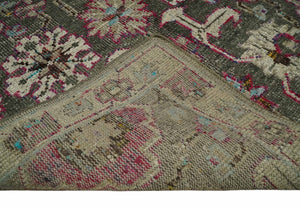 Antique Moss Green 5x8 Hand Knotted Beige and Pink Persian made of Bamboo Silk Area Rug | OP70