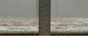 Antique Moss Green 5x8 Hand Knotted Beige and Pink Persian made of Bamboo Silk Area Rug | OP70