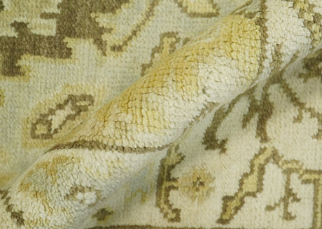 Antique Oushak 2x3 Beige and Brown Hand Knotted Entryway Wool Area Rug | TRD1925223