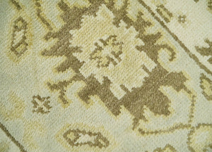 Antique Oushak 2x3 Beige and Brown Hand Knotted Entryway Wool Area Rug | TRD1925223
