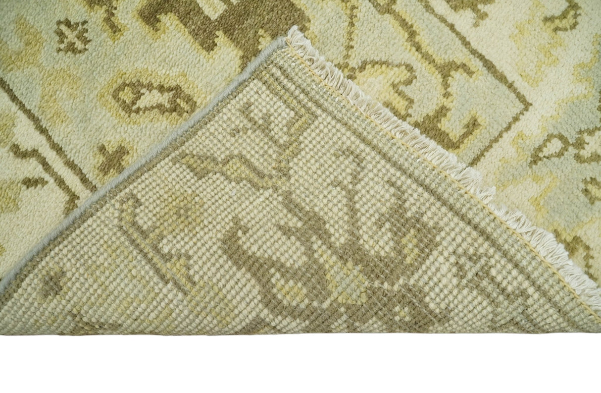 Antique Oushak 2x3 Beige and Brown Hand Knotted Entryway Wool Area Rug | TRD1925223