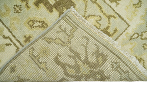 Antique Oushak 2x3 Beige and Brown Hand Knotted Entryway Wool Area Rug | TRD1925223