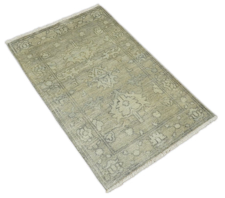 Antique Persian 2x3 Beige and Gray Hand Knotted Entryway Wool Area Rug | TRD2954723