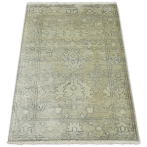 Antique Persian 2x3 Beige and Gray Hand Knotted Entryway Wool Area Rug | TRD2954723