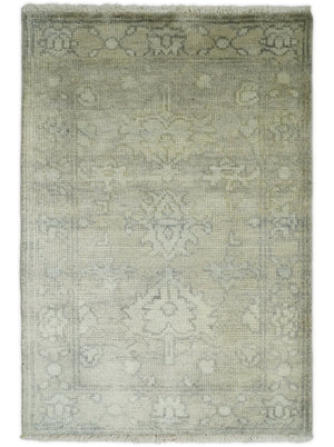 Antique Persian 2x3 Beige and Gray Hand Knotted Entryway Wool Area Rug | TRD2954723