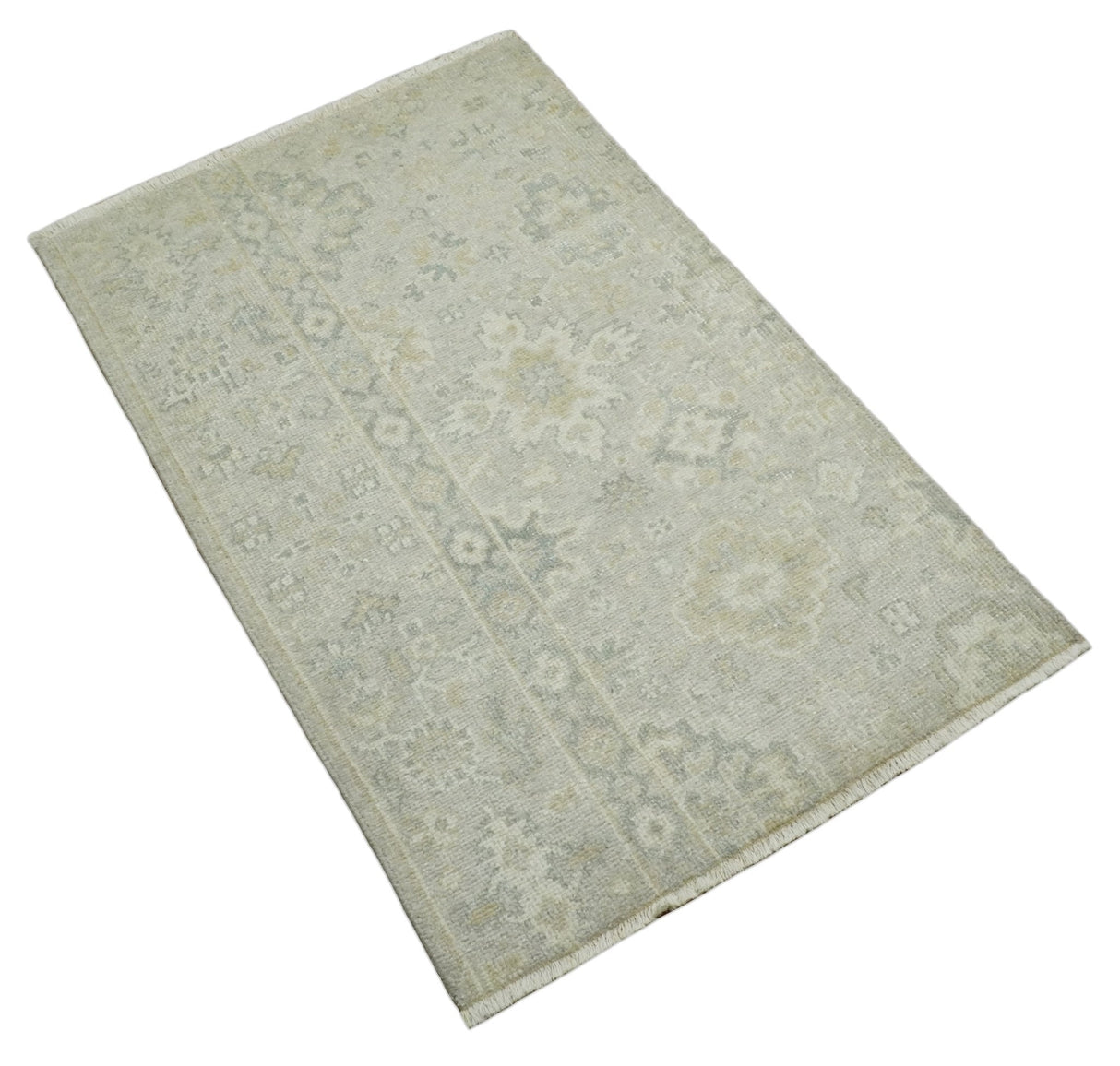 Antique Persian 2x3 Beige and Gray Hand Knotted Entryway Wool Area Rug | TRD3304823