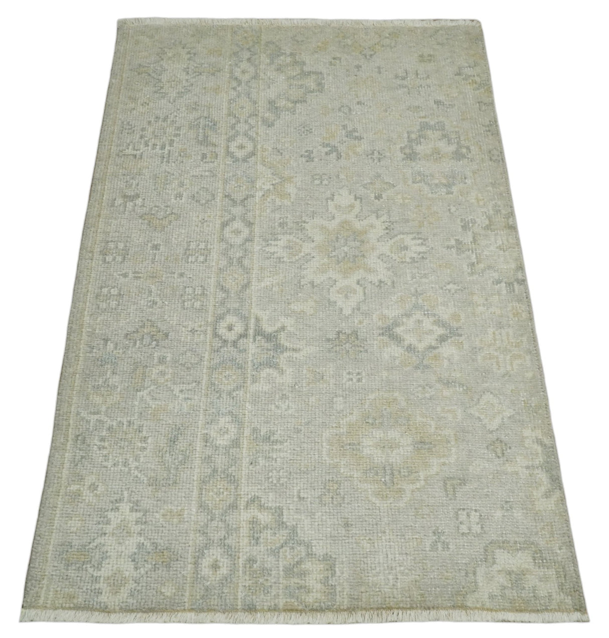 Antique Persian 2x3 Beige and Gray Hand Knotted Entryway Wool Area Rug | TRD3304823