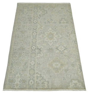 Antique Persian 2x3 Beige and Gray Hand Knotted Entryway Wool Area Rug | TRD3304823