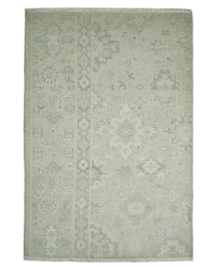 Antique Persian 2x3 Beige and Gray Hand Knotted Entryway Wool Area Rug | TRD3304823