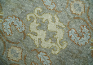 Antique Persian 8x10 Hand Knotted Gray and Beige Traditional Persian Oushak Wool Rug | AC1810