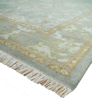 Antique Persian 8x10 Hand Knotted Gray and Beige Traditional Persian Oushak Wool Rug | AC1810