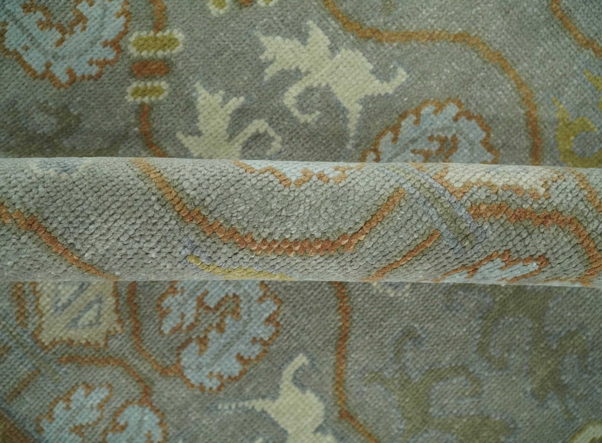 Antique Persian 8x10 Hand Knotted Gray and Beige Traditional Persian Oushak Wool Rug | AC1810