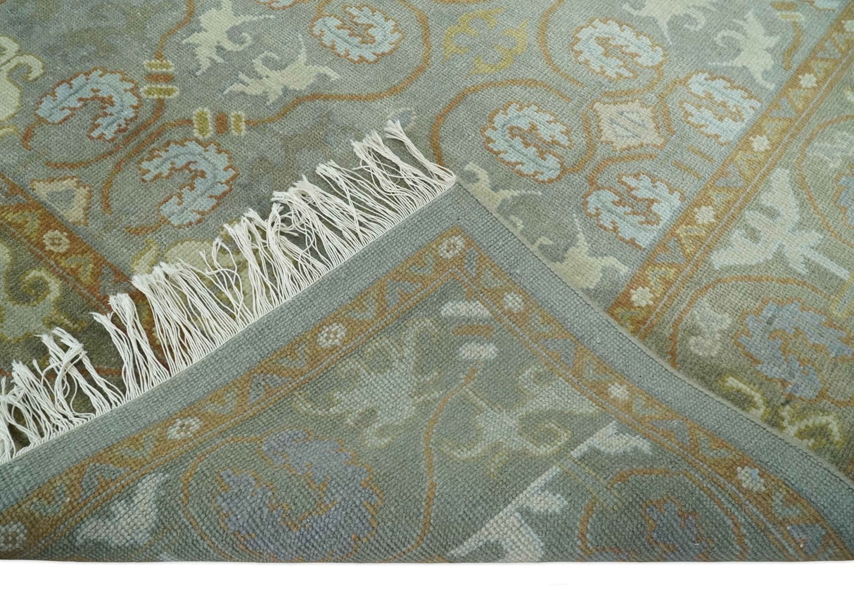 Antique Persian 8x10 Hand Knotted Gray and Beige Traditional Persian Oushak Wool Rug | AC1810