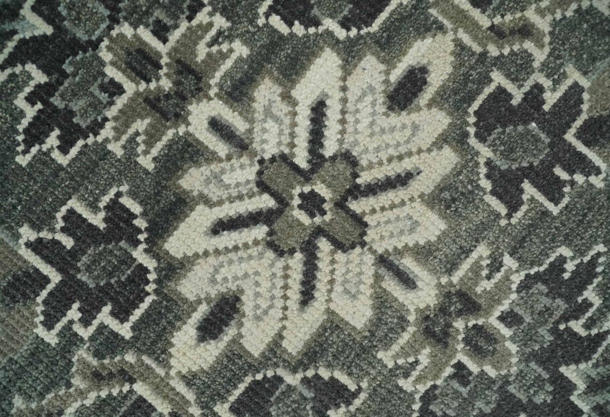 Antique Persian Earthy Sage Hand Knotted 8x10 Gray and Ivory Traditional Vintage Heriz Serapi Wool Rug | AC25810