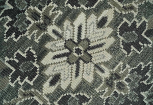 Antique Persian Earthy Sage Hand Knotted 8x10 Gray and Ivory Traditional Vintage Heriz Serapi Wool Rug | AC25810
