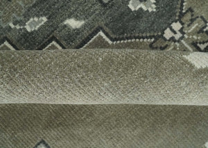 Antique Persian Earthy Sage Hand Knotted 8x10 Gray and Ivory Traditional Vintage Heriz Serapi Wool Rug | AC25810