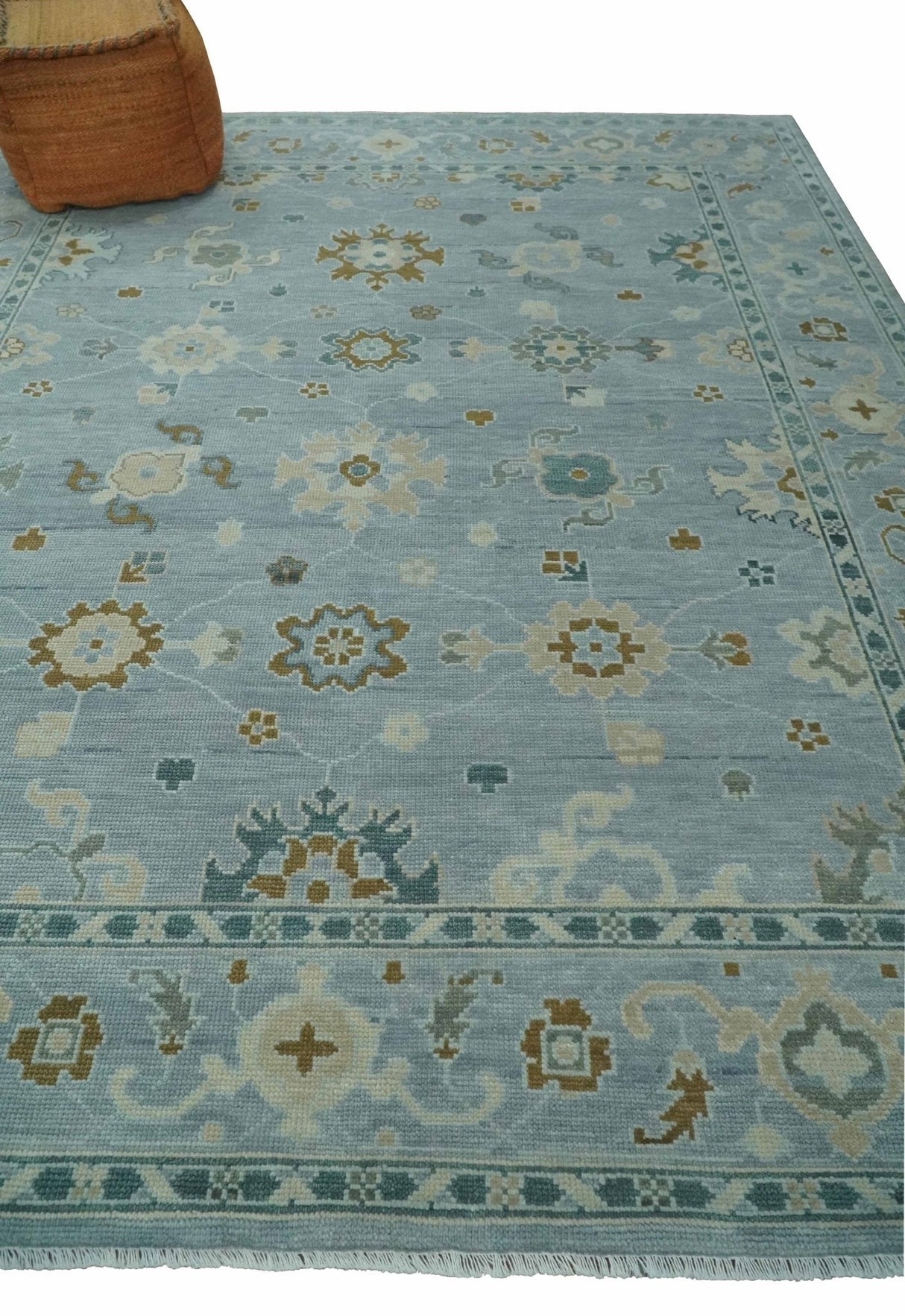 Antique Silver Multi Size Hand Knotted Turkish Style Oushak Traditional Area Rug, Living Room Rug