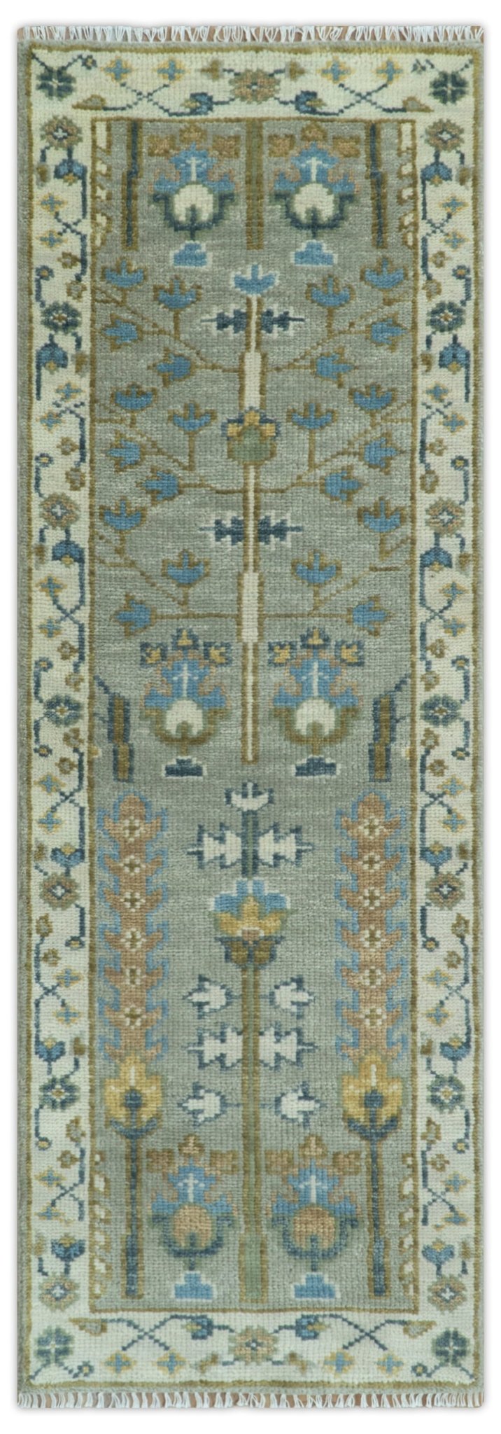 Antique Silver and Gold Hand Knotted Traditional Vintage Style Multi size Wool Area Rug