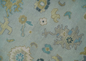 Antique Silver and Gold Vibrant Colorful Hand knotted Oushak wool Area Rug