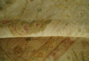 Antique Style 8x10 Hand Knotted Beige, Olive and Brown Traditional Oushak Wool Rug