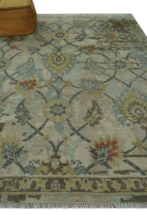 Antique Style Beige, Green and Gray Hand Knotted Traditional Oriental 8x10 wool area Rug